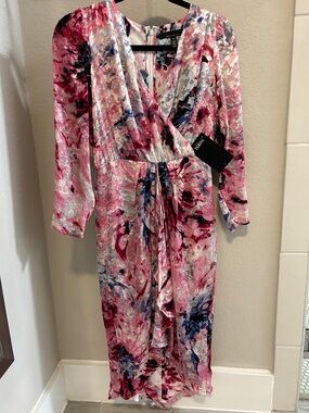 White House Black Market Pink Multicolor High-Low Dress